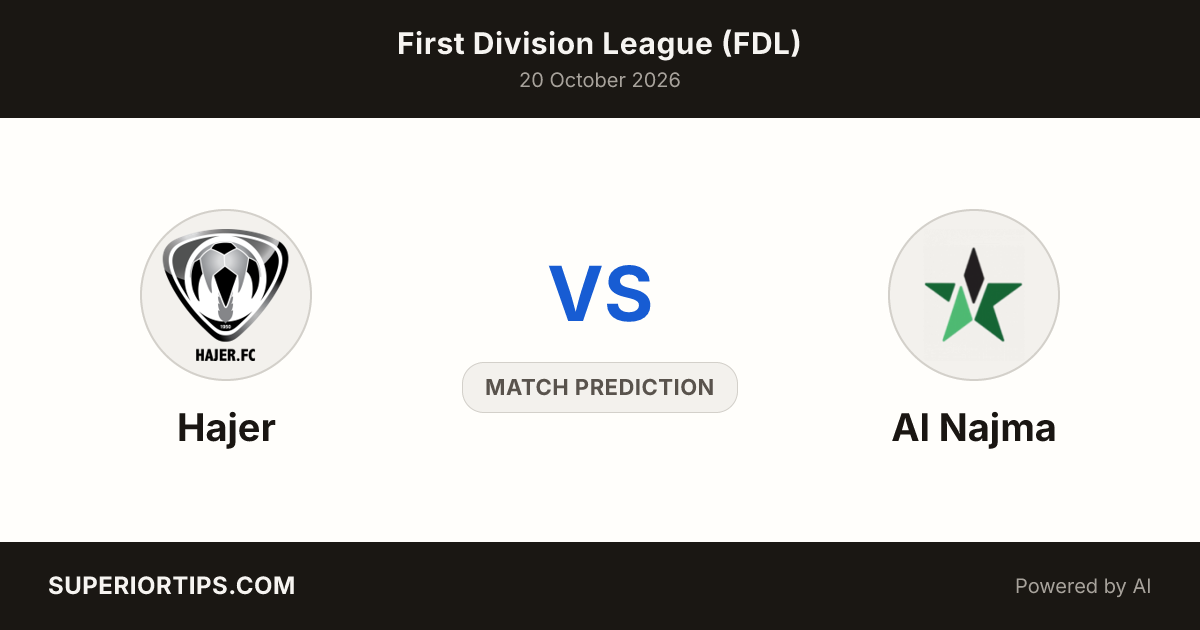 Hajer vs Al Najma Prediction - 20 October 2026